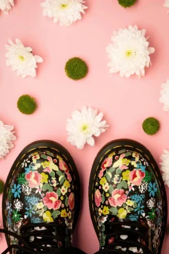 1460 Pascal Floral Mash Up Backhand Laarzen In Zwart