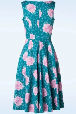 Adriana Swingjurk Met Bloemenprint In Groenblauw Blauw