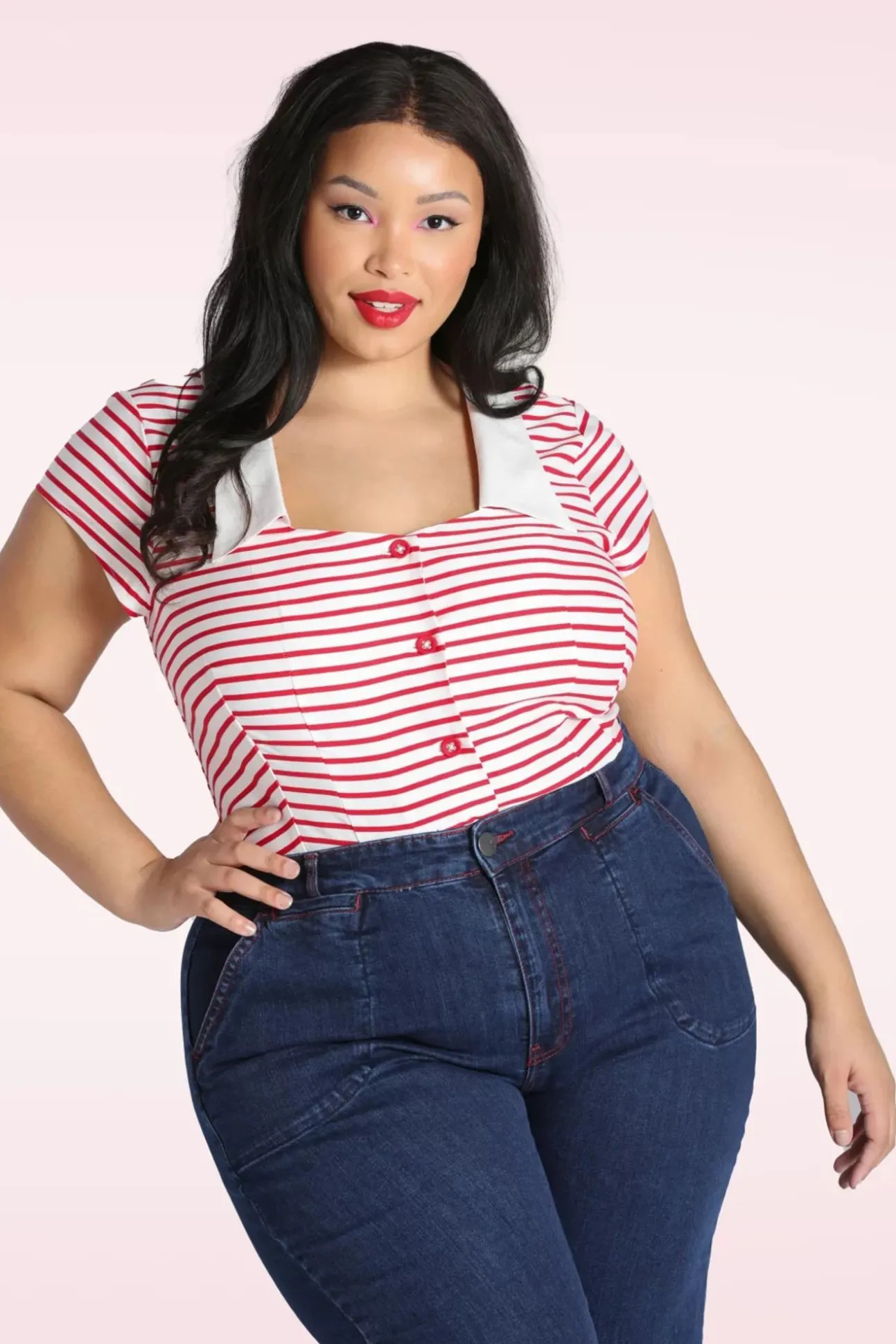 Ahoy Blouse In Wit En Rood
