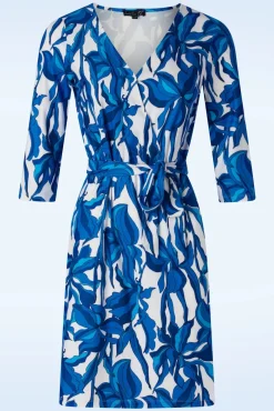 Amira Flower Jurk In Blauw En Wit