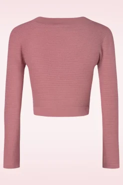 Ariane Getextureerd Gebreid Cropped Vest In Roze