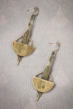 Art Deco Koperen Oorbellen In Goud