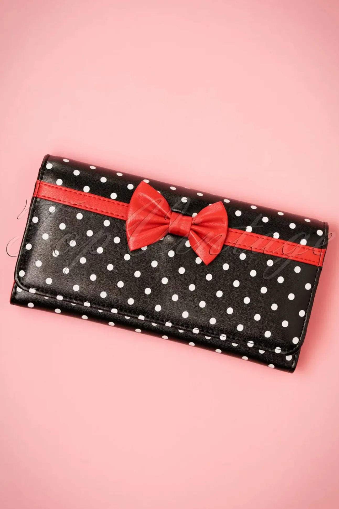 Carla Bow Polka Portemonnee In Zwart En Rood