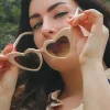 Cat Eye Heart Shades In Creme