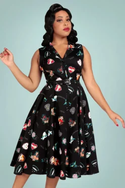 Caterina Cats Forever Mouwloze Swingjurk In Zwart