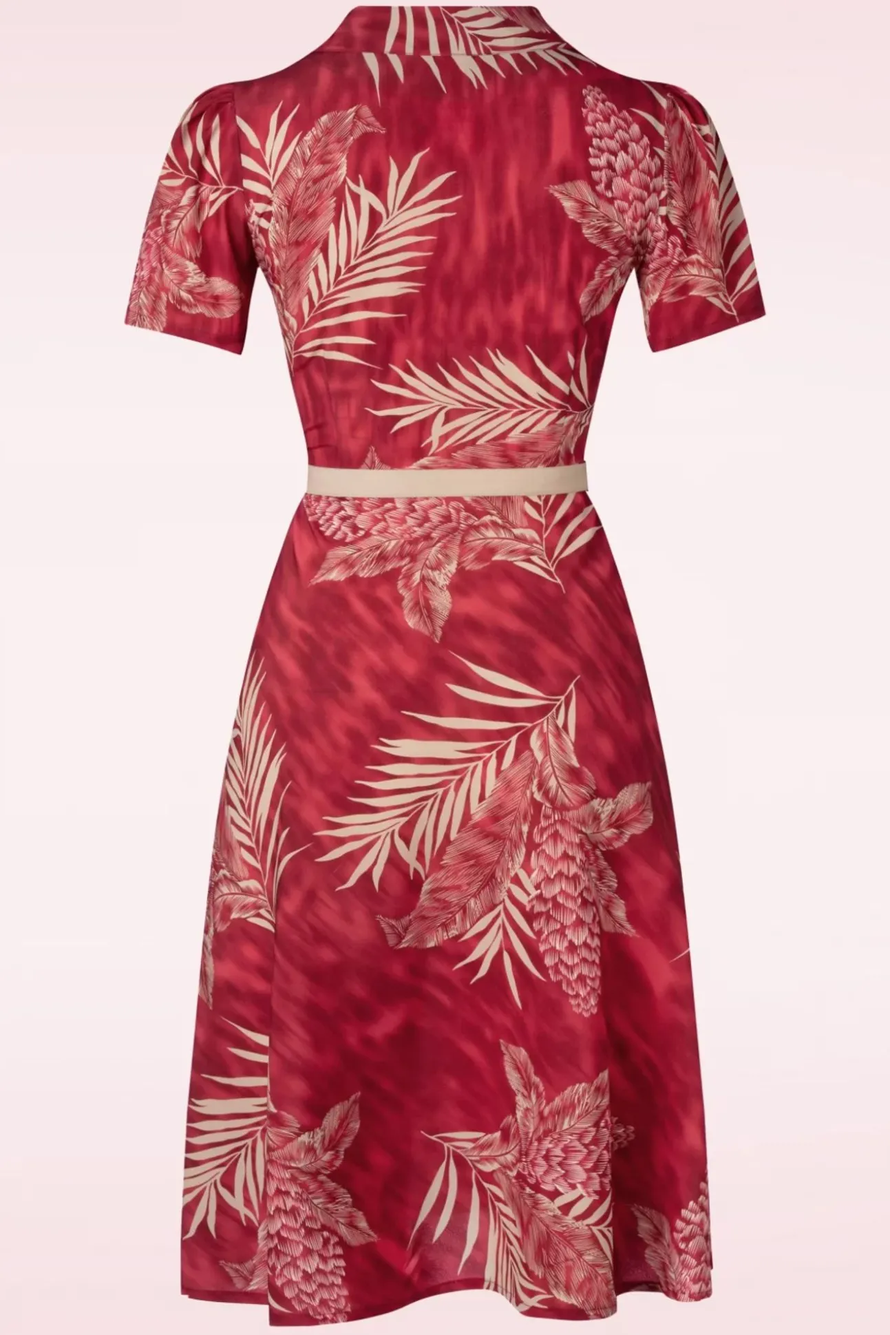 Charlene Palm Blouse-Jurk In Robijnrood