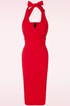 Cher Halter Pencil Jurk In Rood