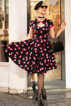 Confetti Swing Jurk In Zwart