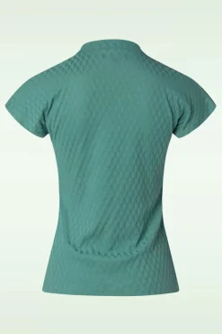 Dani Manelli Jacquard Blouse In Smoke Groen