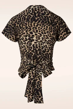 Darla Wikkelblouse Met Korte Mouwen In Luipaard