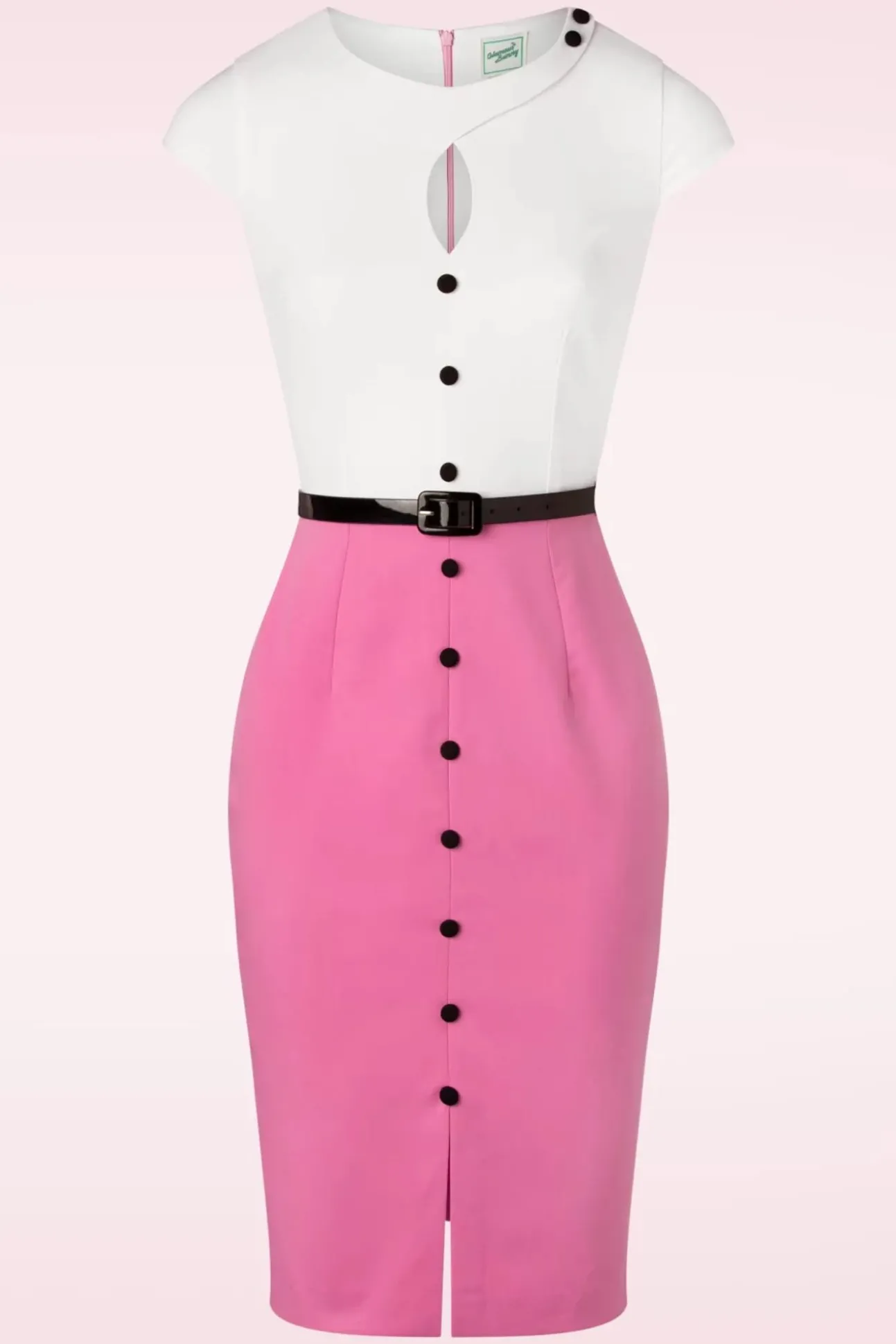 De Sienna Pencil Jurk In Flamingoroze En Wit