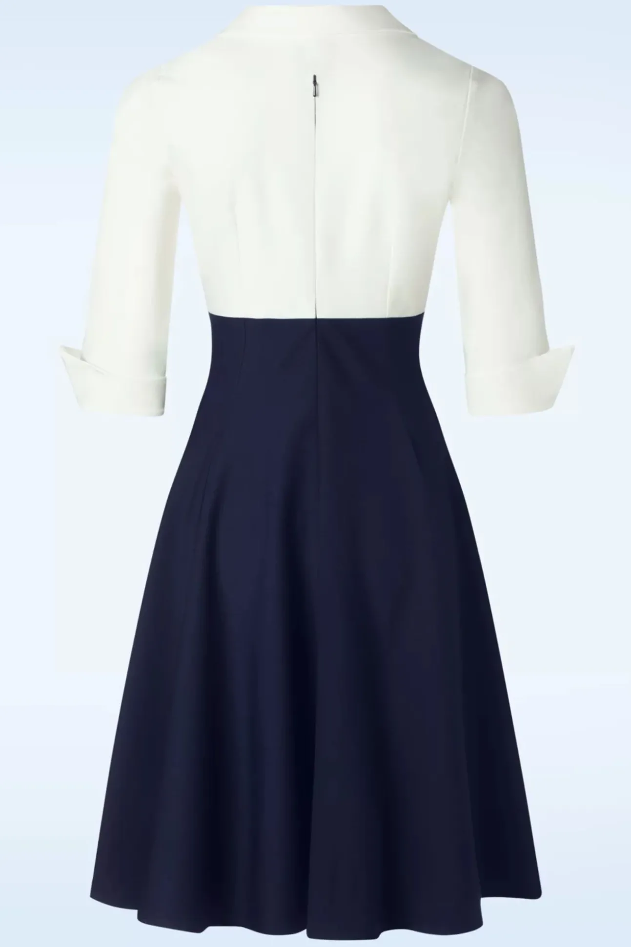 Dianne Swing Jurk In Wit En Marineblauw