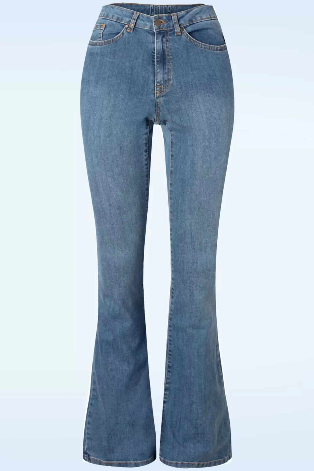 Dora Flared Broek In Lichtblauwe Denim Wassing