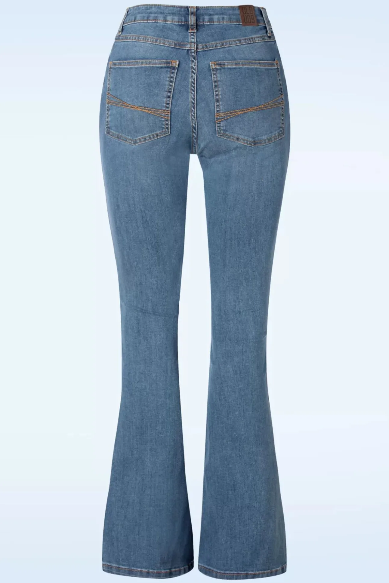 Dora Flared Broek In Lichtblauwe Denim Wassing