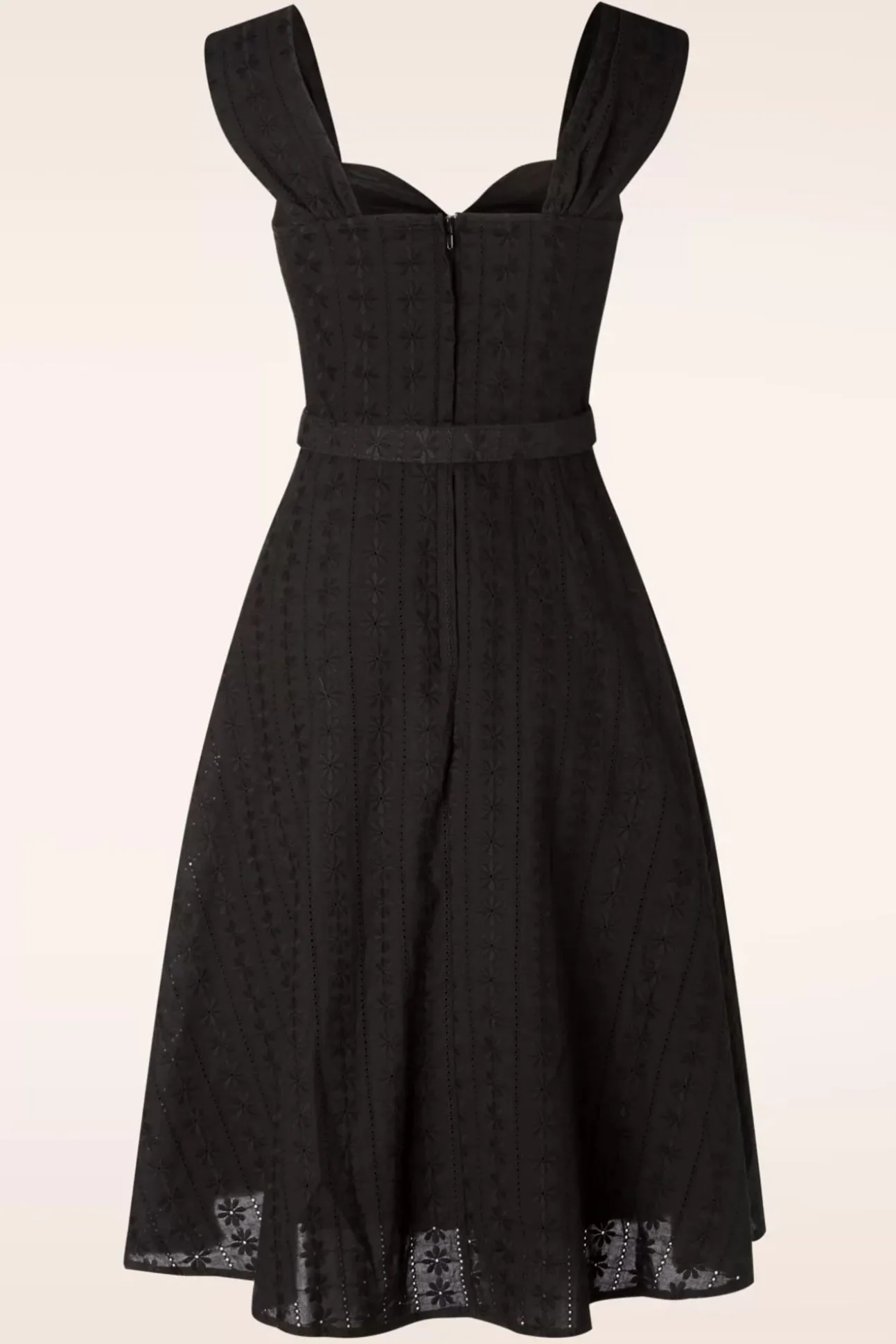 Embroidery Summer Flare Jurk In Zwart