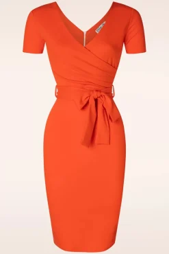 Evie Pencil Jurk In Oranje
