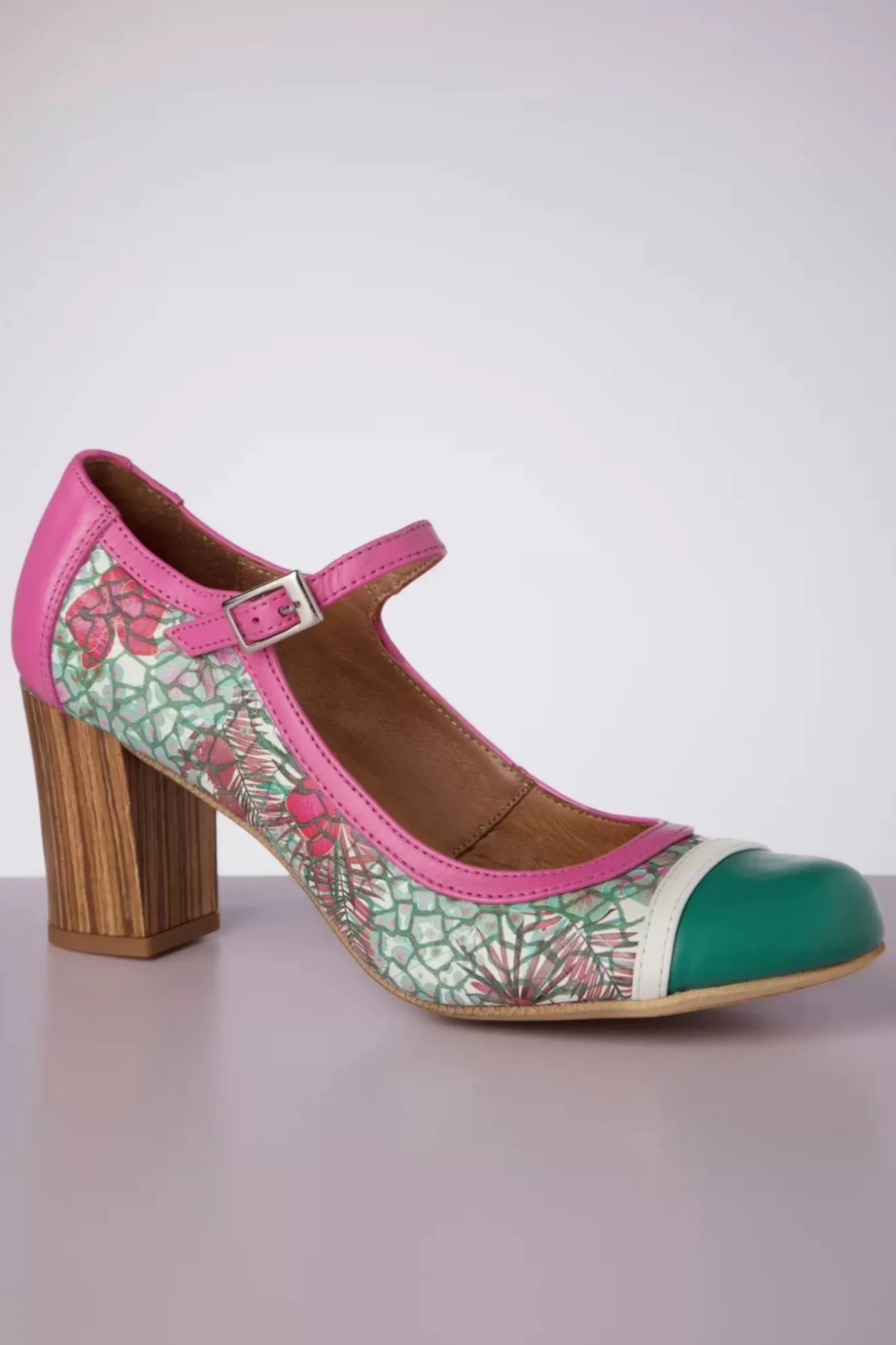 Frida Mary Jane Pumps In Fuchsia En Groen