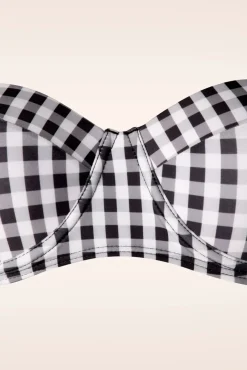 Gigi Gingham Bikinitop In Zwart En Wit
