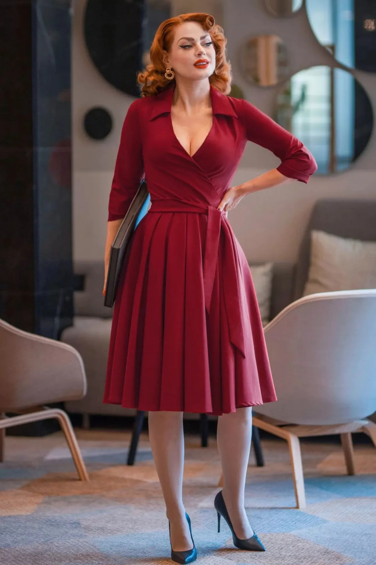 Glenda Swing Jurk In Rood