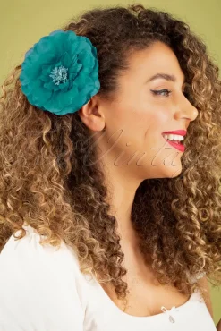 Grote Bloemcorsage In Turkoois