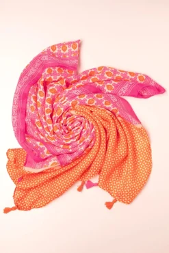 Iris Sjaal In Fuchsia En Oranje