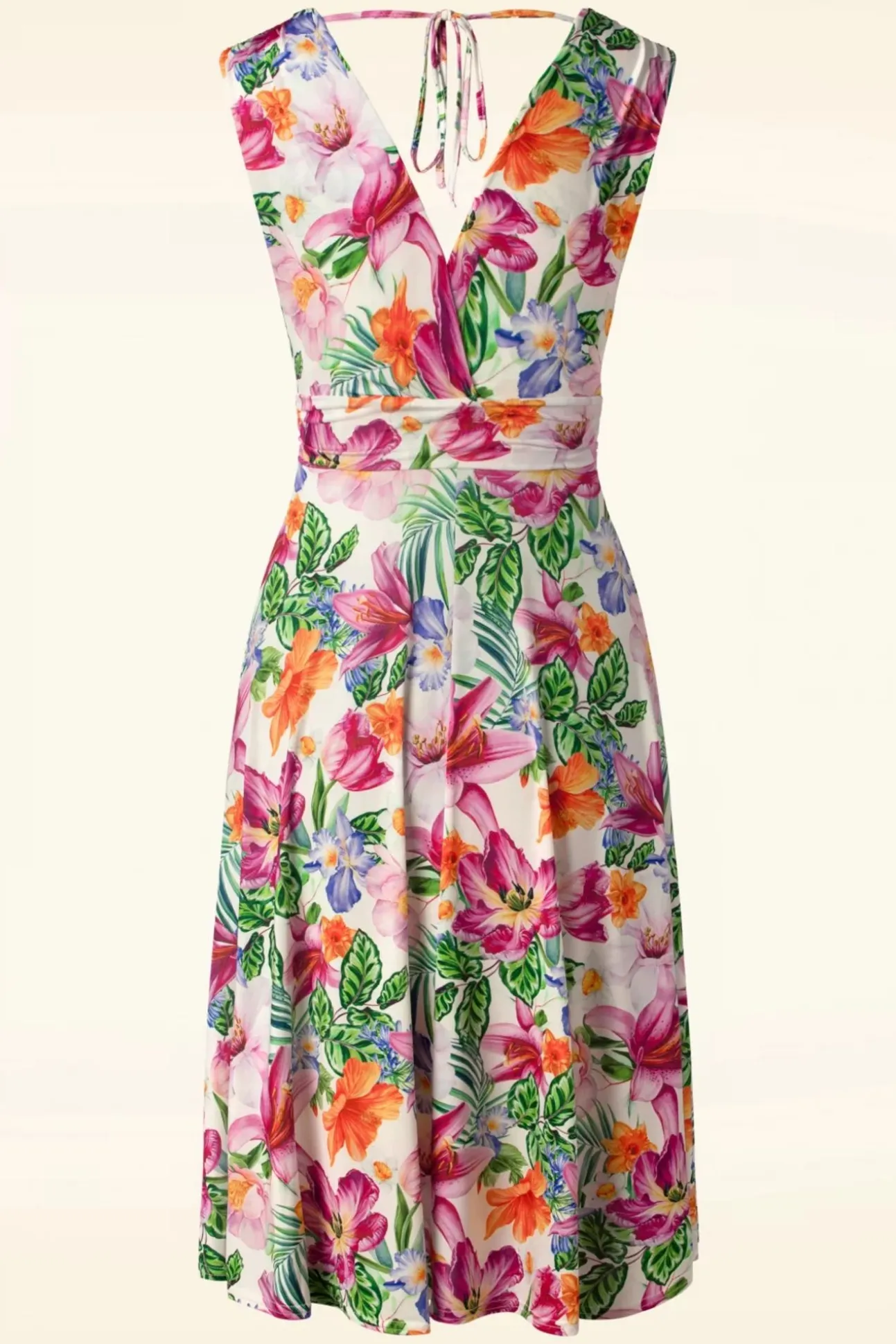 Jane Tropische Bloemen Swingjurk In Wit