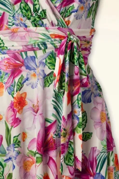 Jane Tropische Bloemen Swingjurk In Wit