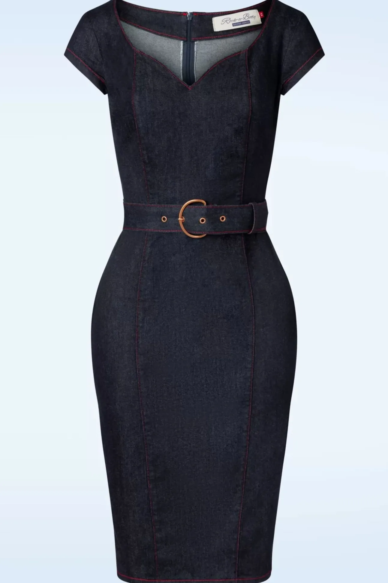 Jenna Pencil Jurk In Donker Denim