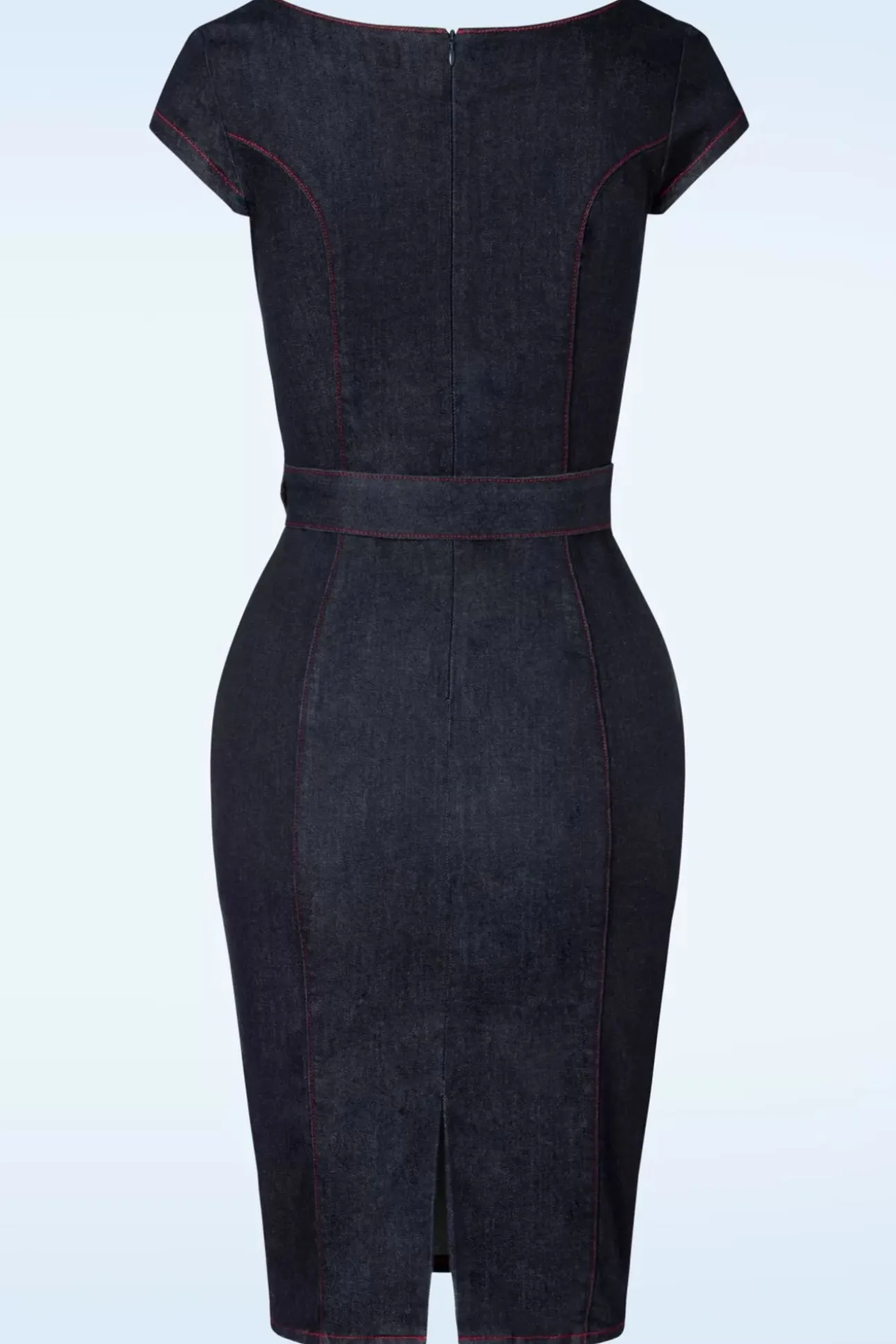 Jenna Pencil Jurk In Donker Denim