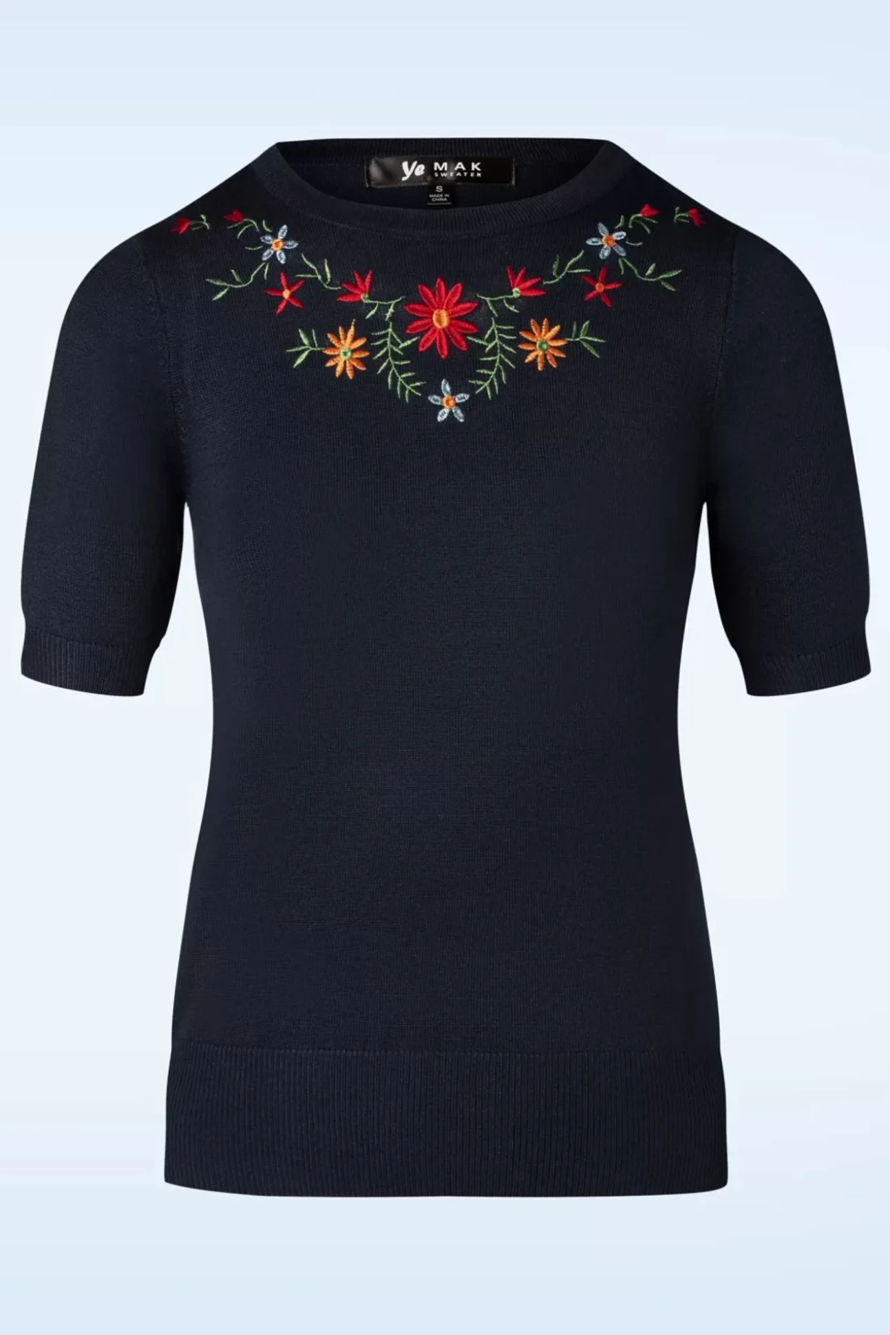 Julie Bloemen Top In Marineblauw