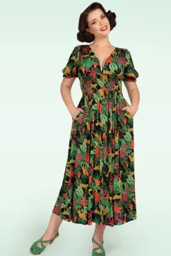 Juliette Jungle Maxi Jurk In Zwart