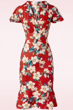 Katie Penciljurk Met Bloemenprint In Warm Rood