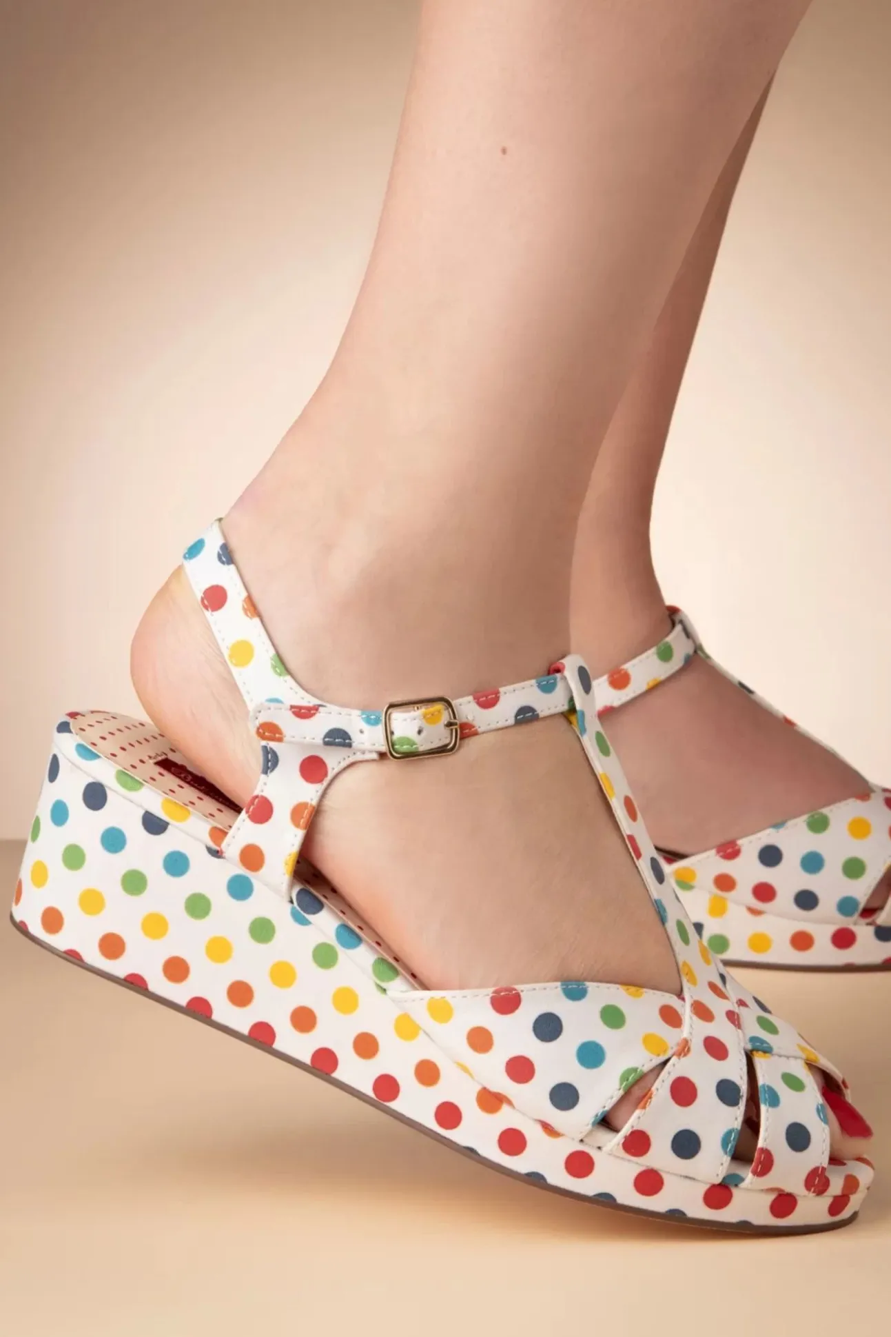 Kira Polkadot Sleehak Sandalen In Wit