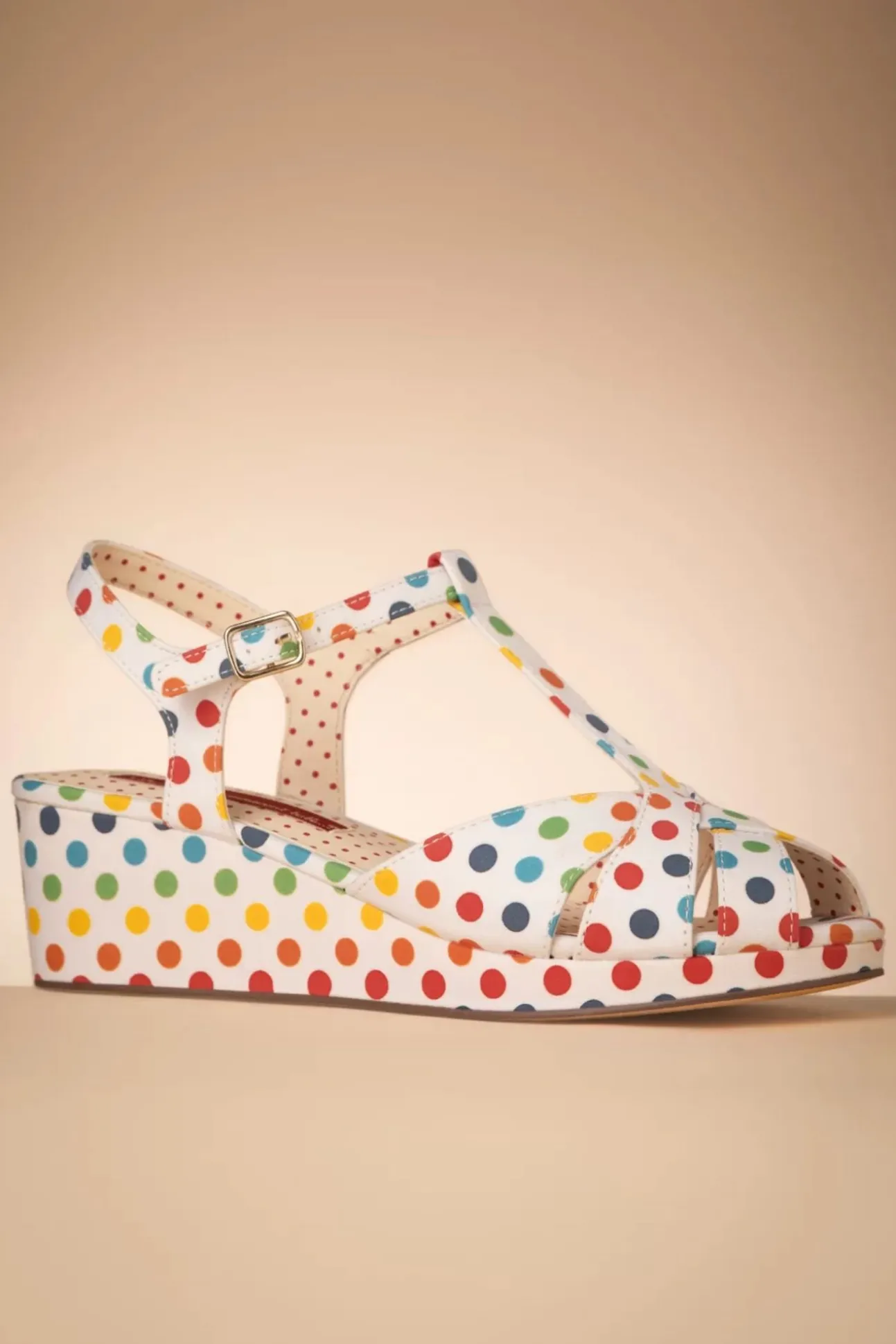 Kira Polkadot Sleehak Sandalen In Wit