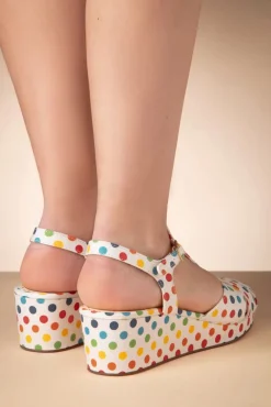 Kira Polkadot Sleehak Sandalen In Wit