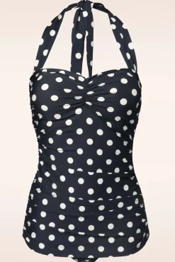 Klassiek Badpak Met Polkadots In Zwart En Wit