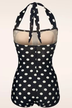 Klassiek Badpak Met Polkadots In Zwart En Wit