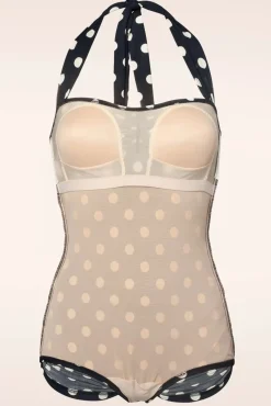 Klassiek Badpak Met Polkadots In Zwart En Wit