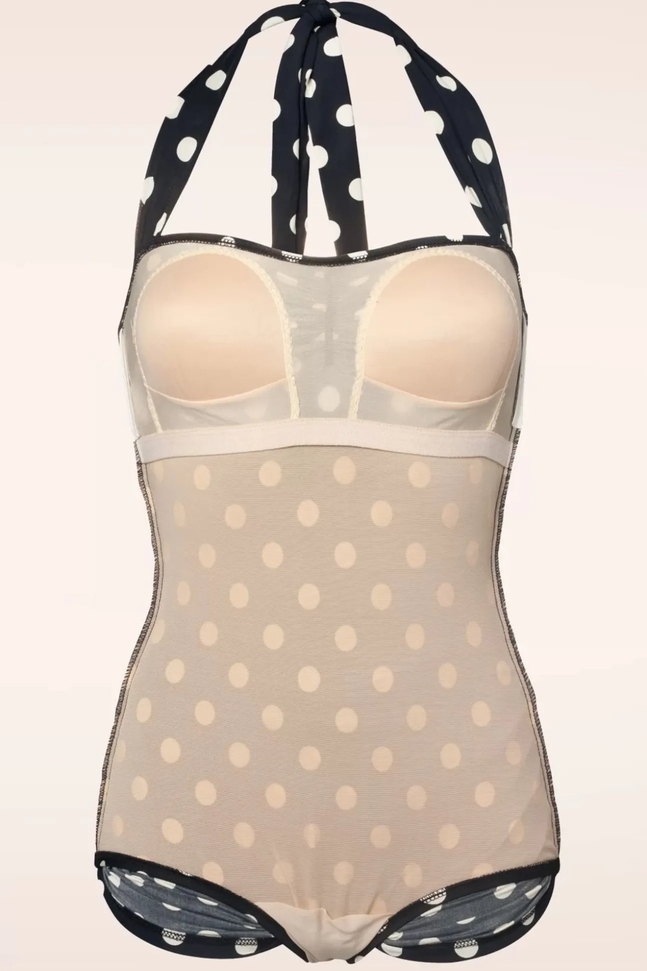 Klassiek Badpak Met Polkadots In Zwart En Wit