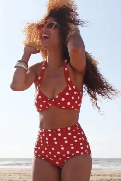 Klassieke Polka-Bikinibroek In Rood En Wit