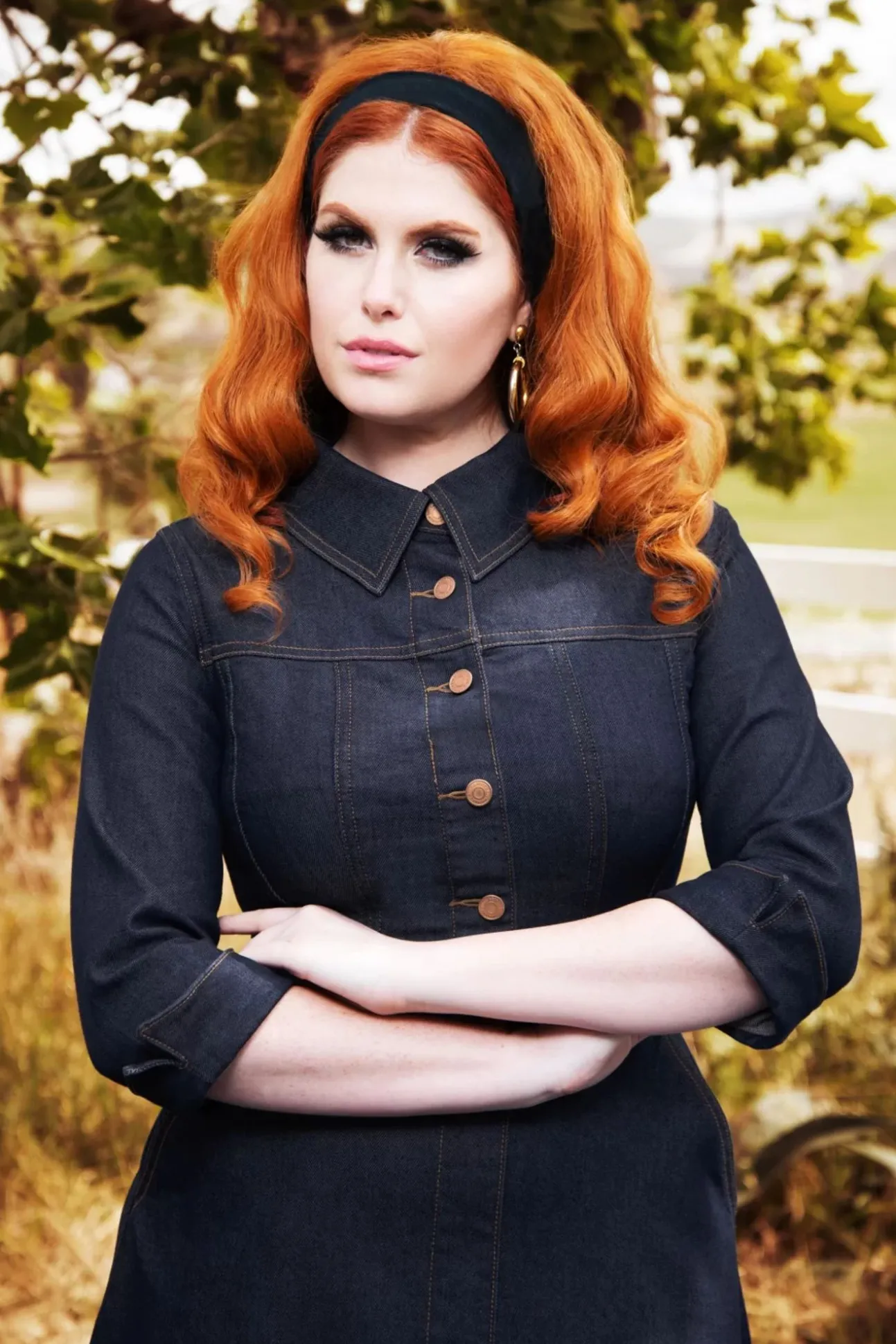Lauren Swing Jurk In Donkerdenim