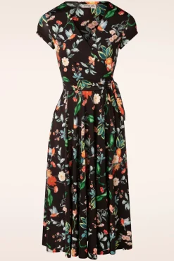 Layla Floral Gekruiste Jurk In Zwart