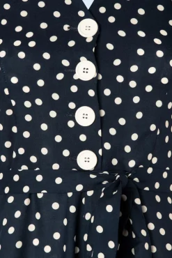 Magnolia Polka Dot Jurk In Marineblauw