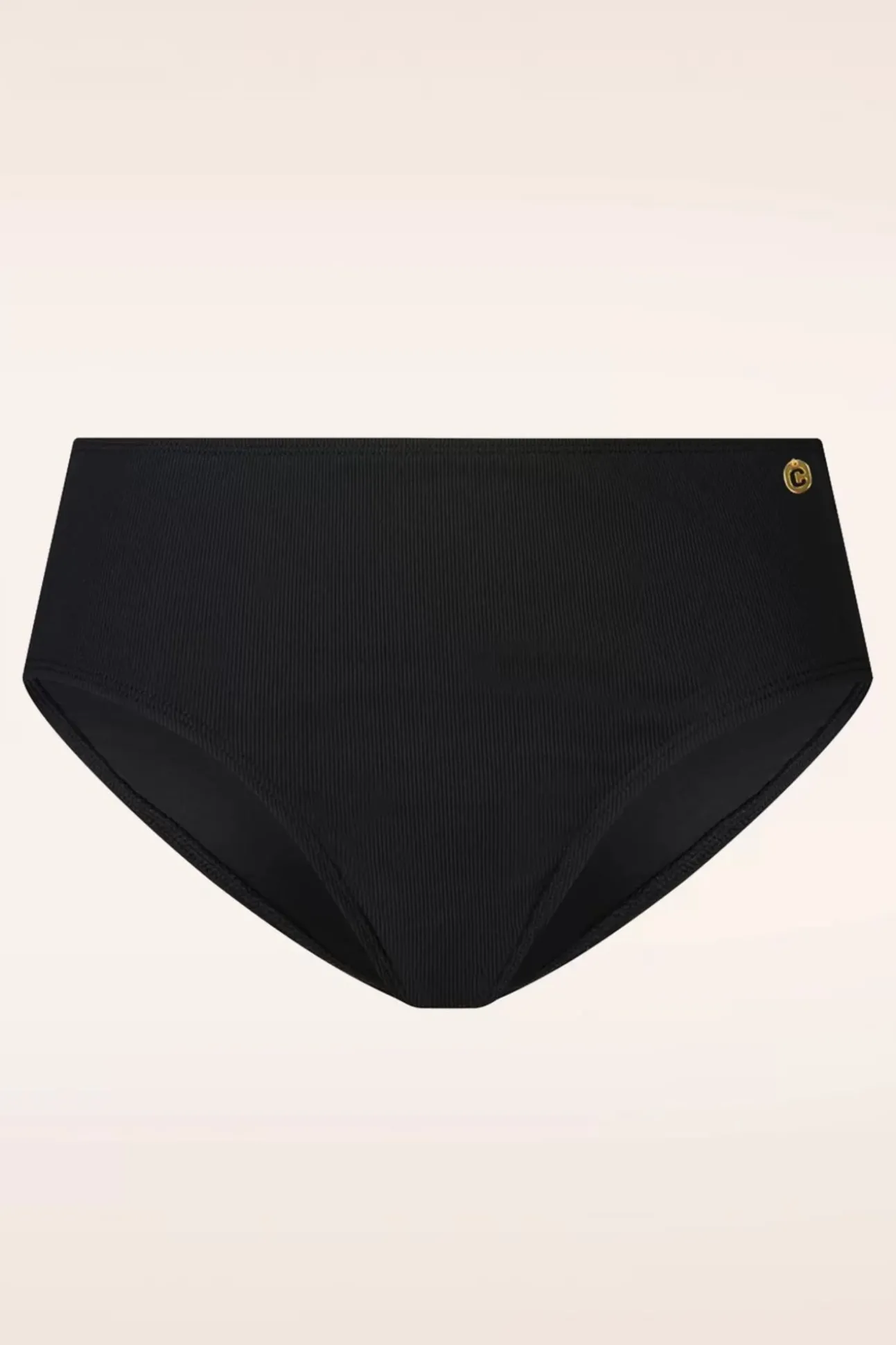 Mid Waist Bikinibroekje In Black Rib