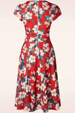 Miley Flower Swing Jurk In Felrood