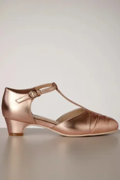 Petit Monaco T-Strap Pumps In Rose Goud