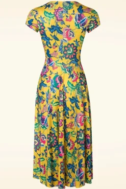 Petty Floral Swing Jurk In Geel