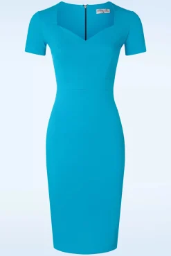 Rachel Pencil Jurk In Aqua Blauw