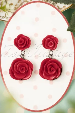 Romantische Rode Rozen Oorbellen