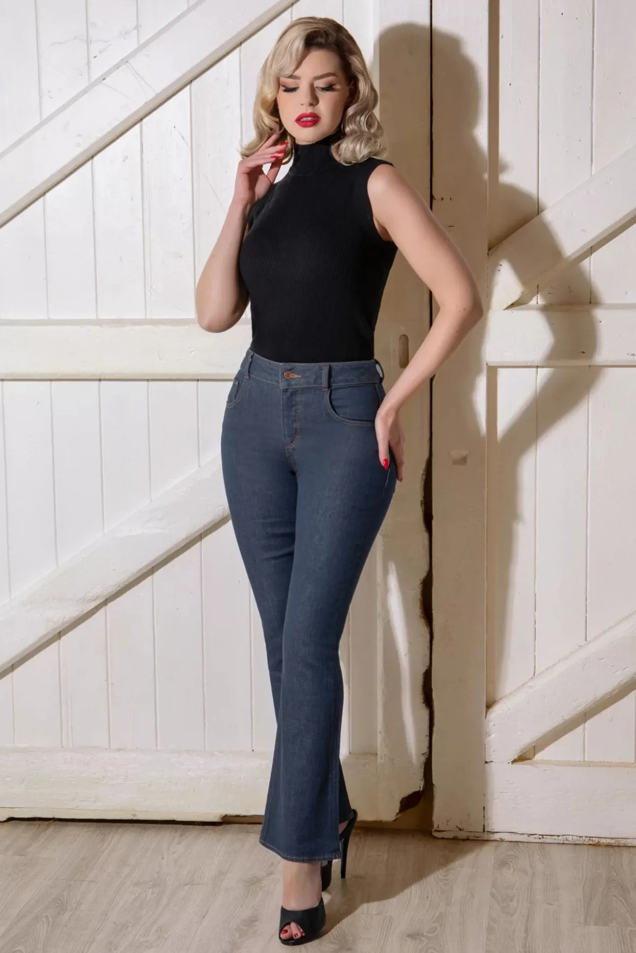 Rosa Jeans In Denimblauw